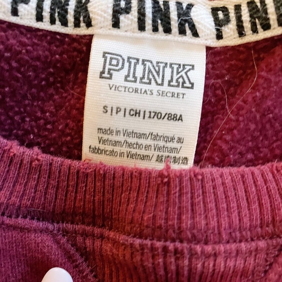 Burgundy PINK Crew Neck with Distress - Picture 2 of 2